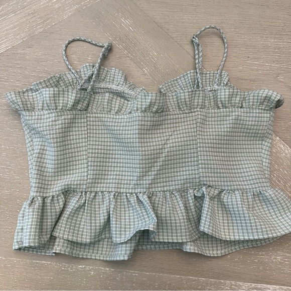 Papaya Sage Green Gingham Crop Top - Picture 5 of 5